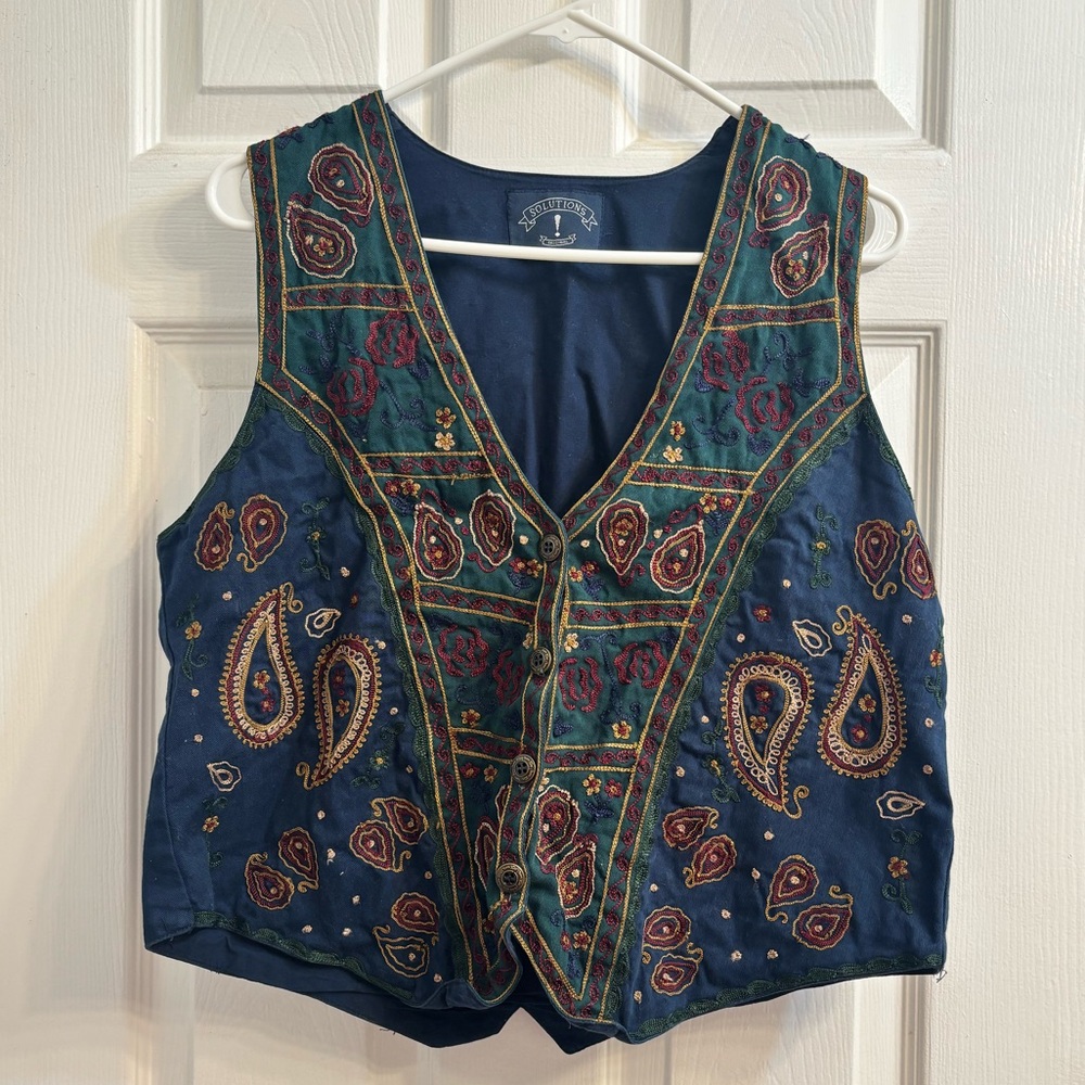 Solutions Original Embroidered Floral Vest